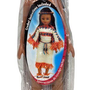Vintage NWT Crochet Craft Kit "Indian Princess" Native American Doll Kit 14.5"